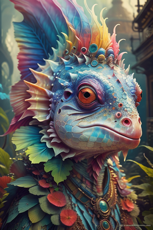 2022503340-3956027529-_lora_Fancy animal portraits v2_1_ aquatic , beautiful female aquatic, midshot, multicolored rainbowhair, perfect face, perfect.png